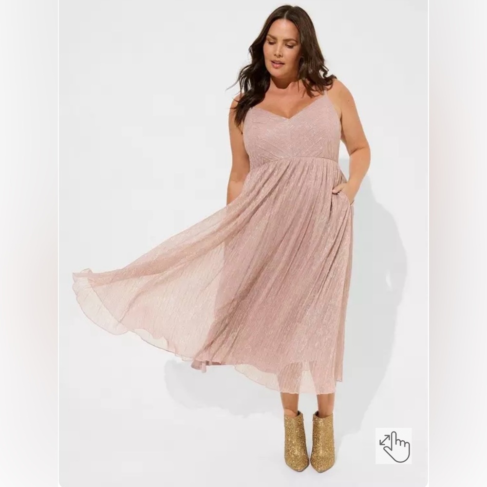 Torrid Tea Length Sleeveless Dresses Pink